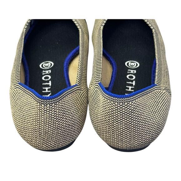 Rothy's Point Gold Herringbone Black Toe Women's Shoes Flats Loafers Retired W10 - Picture 6 of 8